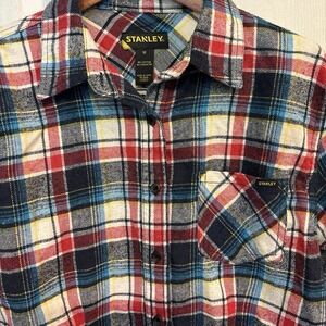 Stanley Flannel Shirt Size Medium Women's Blue & Red Plaid Button Up Long Sleeve
